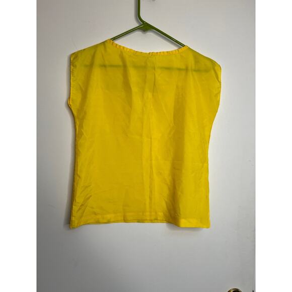 Vintage Cap Tree Women's Top S Yellow Short Sleeve Rayon - Picture 3 of 5